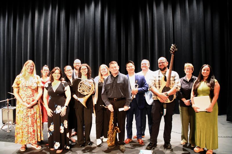 Cape district music educators shown on stage are (l-r) Juleean Schlitter, Heather Sadkoski, Windsor Allen, Kait Colegrove, Chris Burkhart, Mirella Gable, Elly Rolfes, Nick Greeson, Brian Mahoney, Zach Coffman, Rob Barbarita, Terry Alvey and Marian Sunnergren. GINA GRUWELL PHOTOS